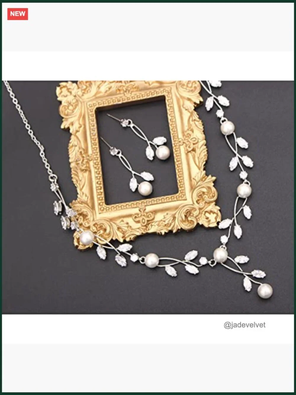 Austrian Crystal Pearl Floral Necklace & Earring Set